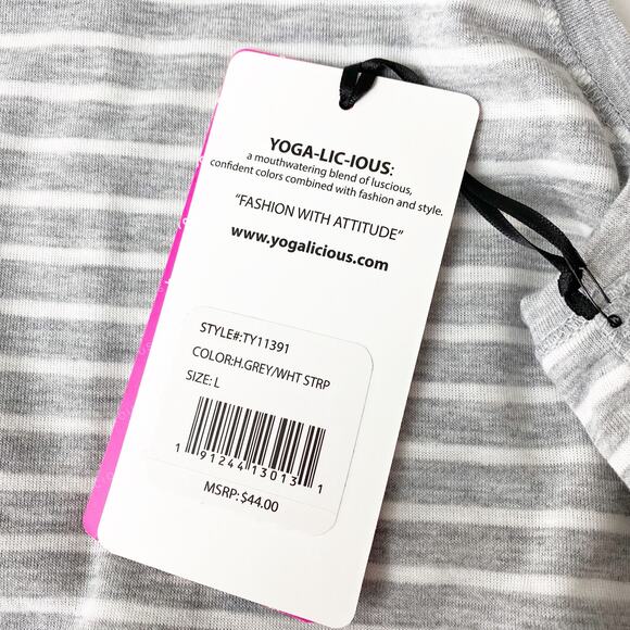 Yogalicious Heather Striped Open Back Tank Large - Picture 8 of 8